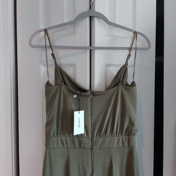 Jason Wu Emmett Cowl Neck Jumpsuit with Jewel Straps Olive M - Picture 8 of 12
